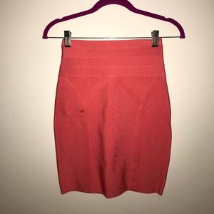 Coral Body Con Mini Skirt